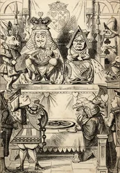 ルイス・キャロル著『不思議の国のアリス』（1891年刊）より「ハートの騎士の裁判」（リトグラフ版