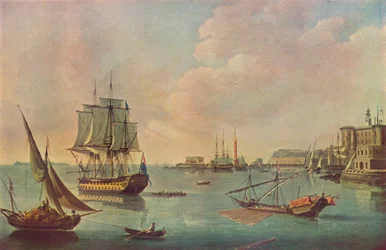 英語男性oマルタ港のマルタ港での戦争、c1805