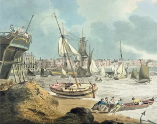 1805年ドーセット、ウェイマス港（ペン、インク、水彩、紙）