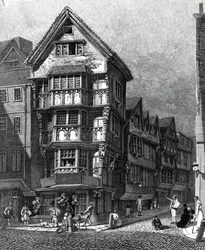 1812年に公開されたフリートストリート、チャンスリーレーンの西隅に最近立っている家