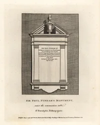 St Botolphs, Bishopsgateの聖餐台の近くにあるSir Paul Pindarsのモニュメント