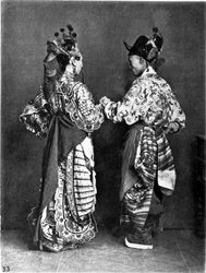中国、2人の役者（男性）1870年頃（写真