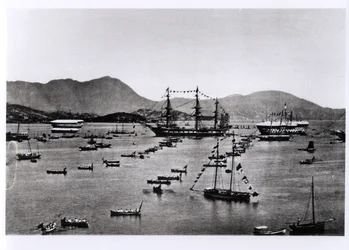 1873年に出版されたJ.トムソンの「中国とその住民の図解」による香港の港の眺め
