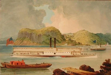 蒸気船「鉄の魔女」（リネンに油彩）nen)