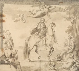 Valmisteleva tutkimus koristeluun "Equestrian Portrait of George I"