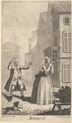 Moliere の Sganarelle の口絵、ou le Cocu Imaginaire The Imaginary Cuckold、ca. 1732年。
