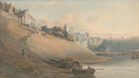 Vista do Castelo de Chepstow, Monmouthshire, sob a ponte