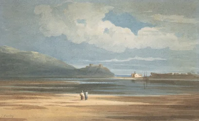 Traeth Mawr の対岸にある Harlech 城、1800～1842 年。
