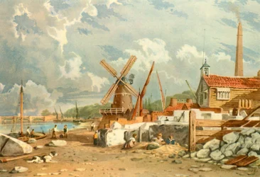 Randalls Flint Mill, Nine Elms, Battersea, 1830, 1947.  