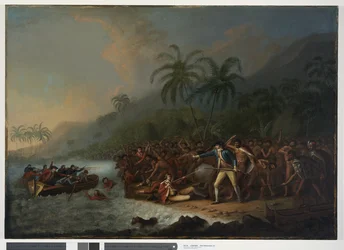 クックの死、ca。 1781年、83年？、ジョン・ウェバー、1781年から83年（キャンバスに油彩）