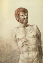 ヴァン・ディーメンズ・ランド（現在のタスマニア）の先住民、1777年1月、ジョン・ウェバー（1750-1793）の絵 オーストラリア