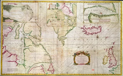 ハドソン湾と南海の間の北西航路の可能性を示す海と海峡の図