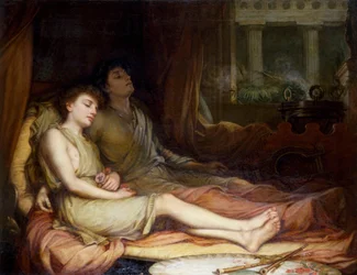 「ヒプノスとタナトス」 眠りと死の神々。ジョン・ウィリアム・ウォーターハウス（1849-1917）（前グラファイト）作 個人蔵