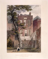 1851年、ロンドン、ウェストミンスターのペティ・フランスにあるミルトンの邸宅の眺め