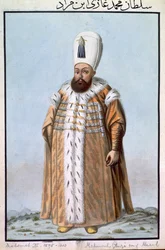マフムト（メフメト）3世（1566-1603）スルタン在位1595-1603年『トルコ皇帝肖像画シリーズ』より