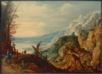 旅人のいる山の風景
