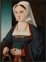 ロザリオを持った若い女性の肖像、1514～1519年。