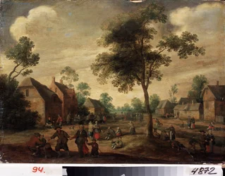 「フェテ・デ・ヴィレッジ」（国の祝祭） オランダの田園風景。 Jost Cornelisz Droochsloot (1586-1666) による絵画 ハリコフ国立博物館 ウクライナ