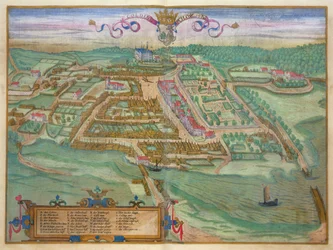 コリング、ゲオルク・ブラウン（1541-1622）とフランズ・ホーゲンブルク（1535-90）による「Civitates Orbis Terrarum」より、1572年頃（彩色済み彫刻）。