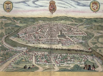 ブラウン（1541-1622）とフランツ・ホーゲンバーグ（1535-90）による「世界」からのセビリアの地図c.1572-1617