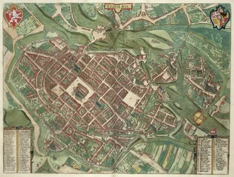 ブラウン（1541-1622）とフランツ・ホーゲンバーグ（1535-90）による「世界」からのWRATISLAVIAブレスワフの地図c.1572-1617