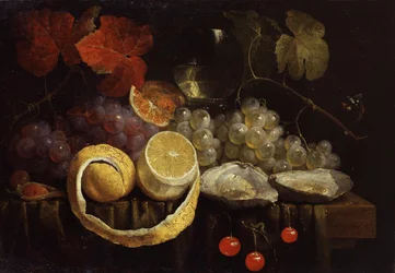 果物と牡蠣の静物ヨリス・ファン・ソン（1623-1667）作 個人蔵