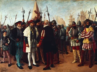 「バレンシア港のフランス王フランソワ1世（1494-1547）」19世紀（絵画）