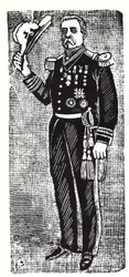 メキシコ共和国大統領ポルフィリオ・ディアス（1828-1915）の肖像。キシログラフィーはホセ・グアダルーペ・ポサダ（1852-1913）。