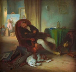 眠る画家