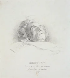 1827年3月28日、死の床にあるルートヴィヒファンベートーベン（1770-1827）