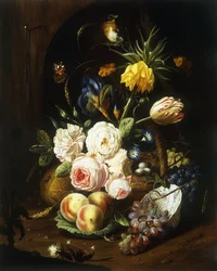 各種花のある静物