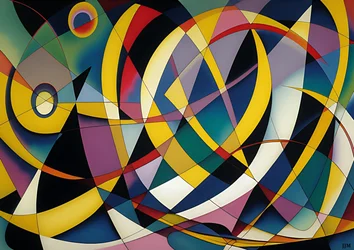 抽象: シルバー・イエロー・カーブ 7