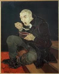 スープを食べる人