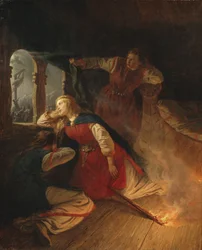 Hagbard and Signy - Hagbard and Signy, by Wallander, Josef Wilhelm (1821-1888).油彩・キャンバス