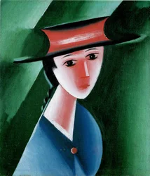 赤い帽子の少女、1915