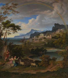 虹のある英雄的な風景、1824年。