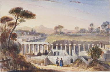 水彩画が1822年にスイスとイタリアを巡るツアーのThomas Moodys Journalに貼り付けられた（紙にトイレ）