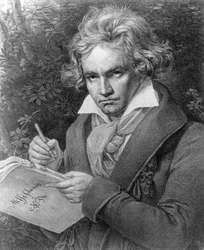 ルートヴィヒヴァンベートーベンが「ミサソレムニス」を作曲、1819年（リトグラフ）