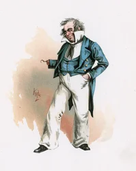 カトル船長、「チャールズディケンズのキャラクタースケッチ」、1890年頃のイラスト