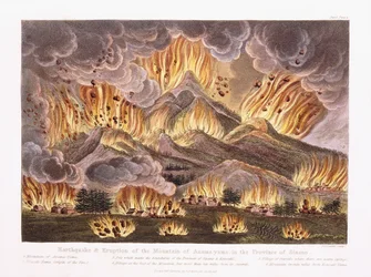 1822年シナノ県の浅間山の地震と噴火