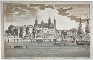 1795年、テムズ川からボートでロンドン塔を見る