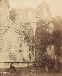 ファウンテンズ・アビー（Fountains Abbey）。チャプター・ハウスの内部（1850年代