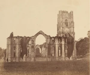 ファウンテンズ・アビー（Fountains Abbey）。ナイン・オルターズの礼拝堂、外観、1850年代。