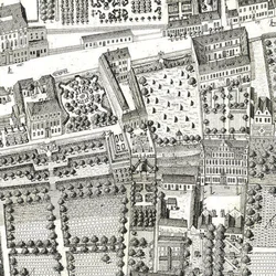 1788年にモーツァルトと彼の家族が住んでいた135アルザーグルントを示すウィーンの地図の詳細（エッチングと彫刻）
