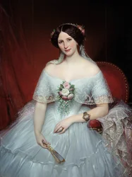 マダム・プシェの肖像 ギュスターヴ・フローベールの友人である医師アルキメデ・プシェの妻。ジョゼフ・コート（1797-1865）による絵画 1849年 Sun.0.97x1.3 m ルーアン、ミュゼ・デ・ボザール - 医師アルキメデ・プーシェの妻、マダム・プーシェの肖像