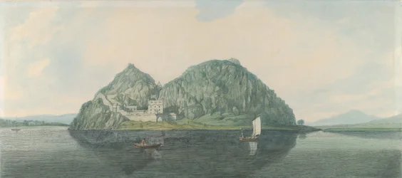 南から見たダンバートン ロック、1788 年。