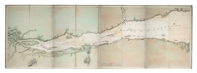 セント・ローレンス川海図、北米大西洋岸、1781年頃（彩色版画）