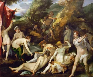 バロック :ディアナとアクテオン」ハインツ・ヨーゼフ長老（1564-1609）1595年頃。銅に油彩、40x49。ヴィエンヌの美術史博物館