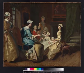 パメラが子ども向けの物語を語る、サミュエル・リチャードソン (1689-1761) 著『Pamela: or Virtue Rewarded』より、1740年出版、1744年頃