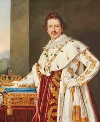 バイエルンのルートヴィヒ 1 世の肖像画 (1786 ～ 1868 年、塗油のローブを着用)。